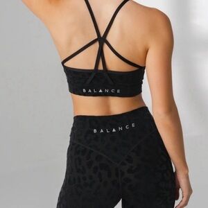 Balance Athletica Legging Bra Set Black Velvet Animal Kingdom‎ Panther Lux Sz S